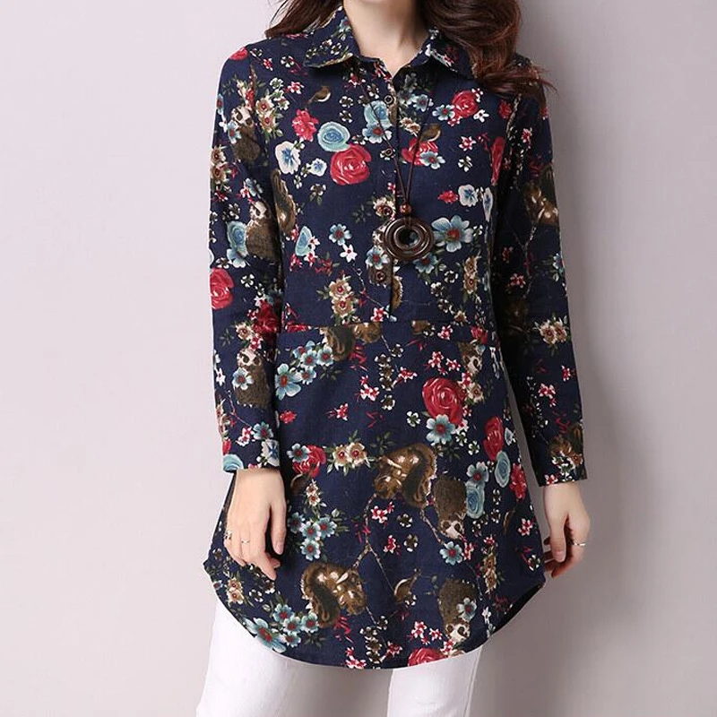 Women Blouses Turn Down Collar Floral Print Blouse Long Sleeve Shirt blusas Femininas vintage casual women Tops Summer DM276 Women Blouses Turn Down Collar Floral Print Blouse Long Sleeve Shirt blusas Femininas vintage casual women Tops Summer DM276