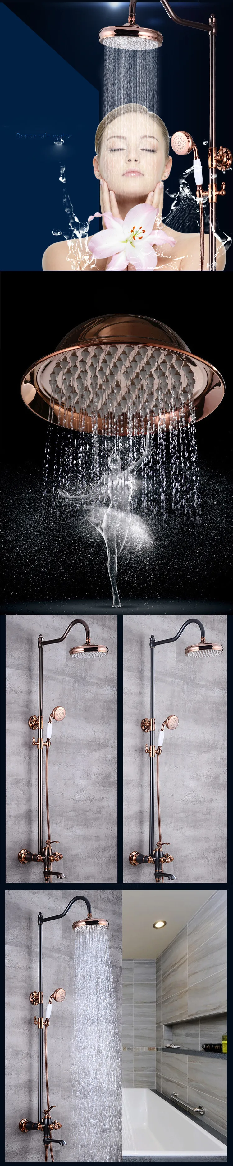 Senducs Black Orb Bathroom Shower Set With Quality Brass Bathroom Shower Faucet Inwall Shower Sets Golden Bathroom Shower Faucet