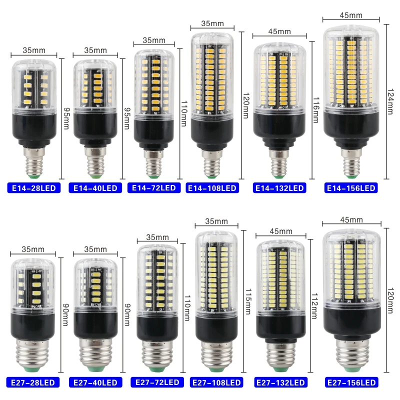 E27 E14 светодиодный лампы 3,5 Вт, 5 Вт, 7 Вт, 9 Вт, 12 Вт, 15 Вт, 20 Вт, Светодиодный светильник 220V 110V Светодиодный кукурузный светильник SMD 5736 без мерцания светильник s AC85-265V светодиодный потолочный светильник