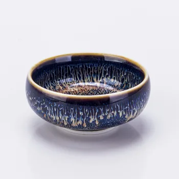 

Jingdezhen Ceramic Pu'er Tea Cup Chinese Kung Fu Tea Set Cup Temmoku Istikan Taiwan Tianmu Cup Glaze Kiln Tea Cup S $