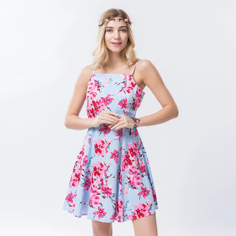 

Dioufond Cotton Linen Summer Dress Mini vintage Dresses Elegant Floral Print Dress Sleeveless Summer Dresses Vestidos Mujer 2017