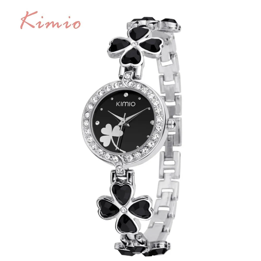 

KIMIO Ladies Lucky Clover Love Crystal Strap Austrian Drilling Women Watches 2016 Luxury Brand Quartz Watches Woman Dress Clock