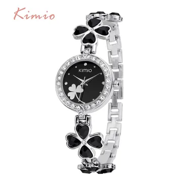 

KIMIO Ladies Lucky Clover Love Crystal Strap Austrian Drilling Women Watches 2019 Luxury Brand Quartz Watches Woman Dress Clock