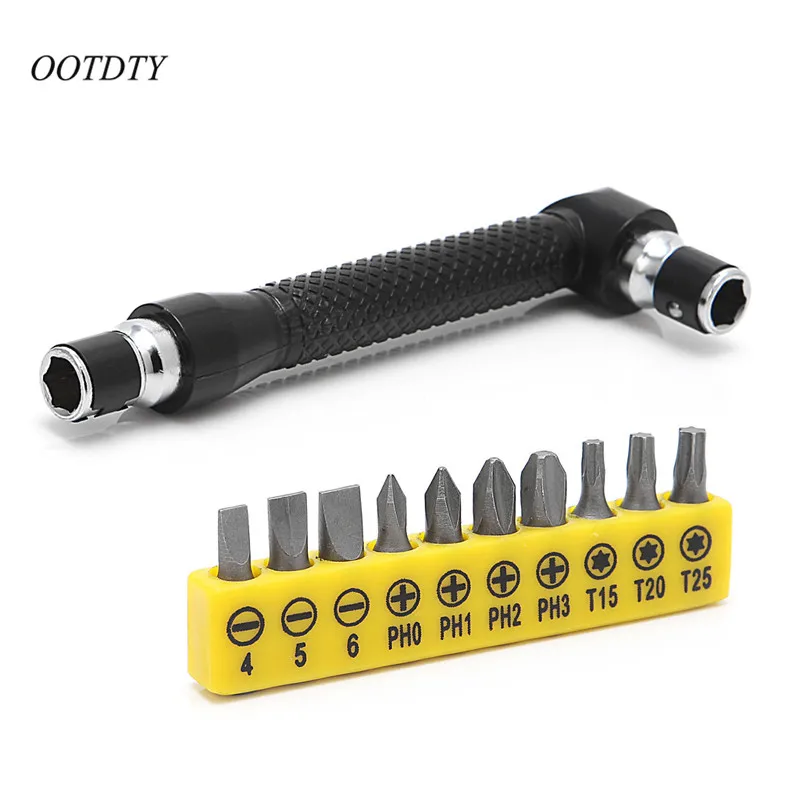 

OOTDTY 10 in 1 Socket Wrench Precision Screwdriver Set L-Head Twin Driver Set with Torx Angle in Shape and Little Flat