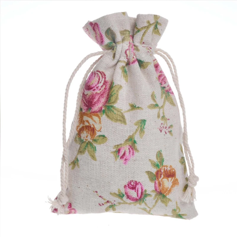10x14cm Flower Cotton Drawstring Bag Sachet Decorative Bags 50pcs/lot
