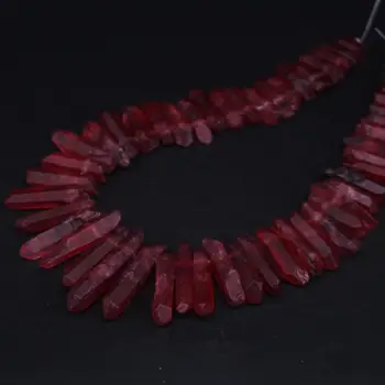 

50-55pcs/strand,Raw Crystal Points Top Drilled Beads,Titanium Red Natural Quartz Stick Spike Graduated Pendants Jewelry