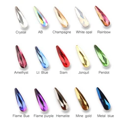 15 Color Nails Art Rhinestone Flat Shape Water Drop Colorful Stones For 3D Manicure Decoration Gemstone 30/100Pcs Free shipping