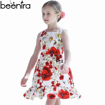

BEENIRA Summer Girls Princess Dress Baby Cotton Daisy Print Vest Costume Child Party Clothing High Quality 2017