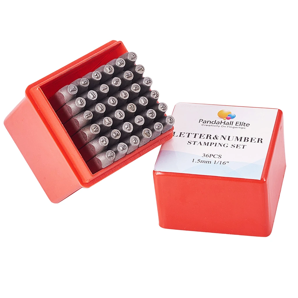 

36 Pieces Number Letter Metal Punch Set Alphabet Mark Steel Stamp Craft Tool