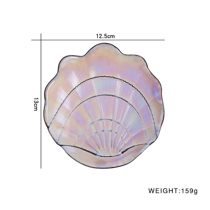 Радужный поднос, разноцветная стеклянная тарелка, креативная тарелка в форме раковины, для хранения, закуска, Фруктовая тарелка, Бытовая Посуда для завтрака, 1 шт
