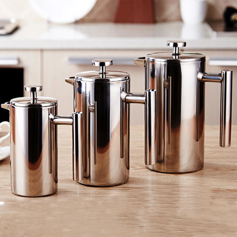 

Coffee Maker French Pressure Pot Stainless Steel French Coffee Permanent Espresso Filter Milk Coffee Maker 350ml 800ml 1000ml