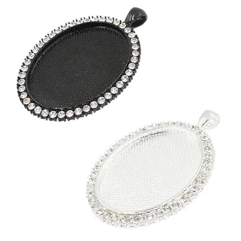 

Fit 30*40mm Oval Cabochons Rhinestones Cameo/Glass Frame bezel Settings Tray blank DIY Accessory Making 3pcs/lot K05172