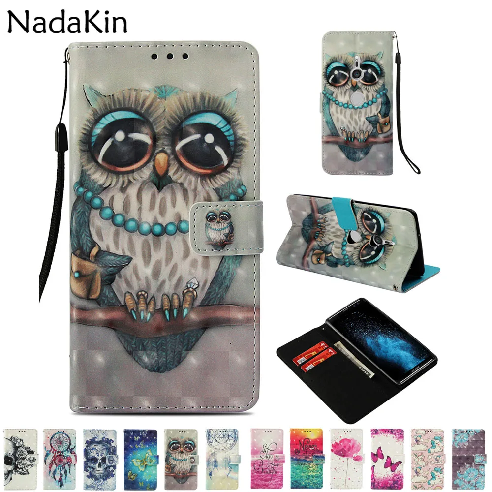 

For Sony Xperia L2 XA1 XA2 Plus Ultra XZ XZ2 Premium Compact XZ1 XZ3 Flip Book Case Leather Wallet Phone Cover Luxury 3D Painted