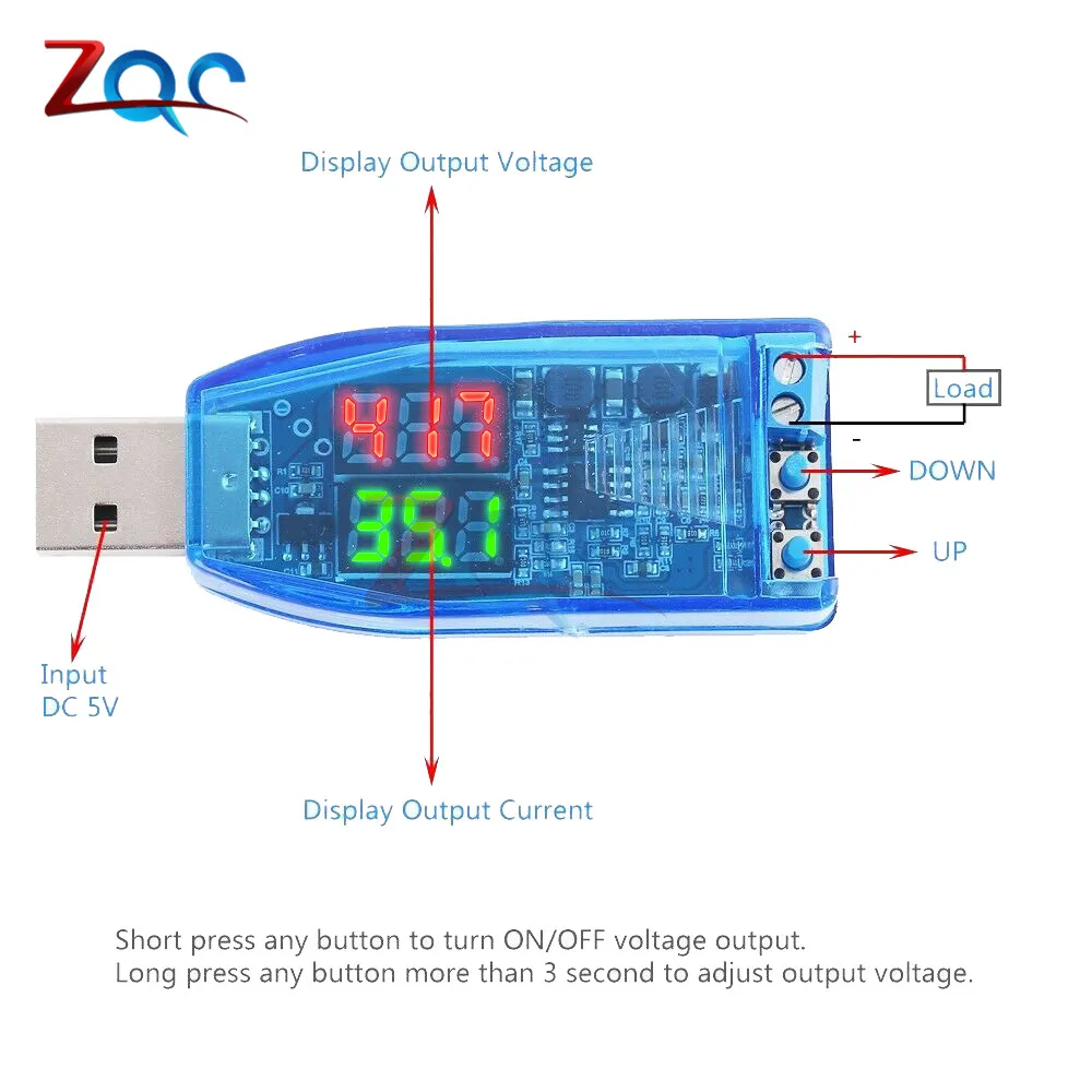 USB повышающий/уменьшающий модуль питания DC 5 В до 3 9 12 24 красный зеленый дисплей