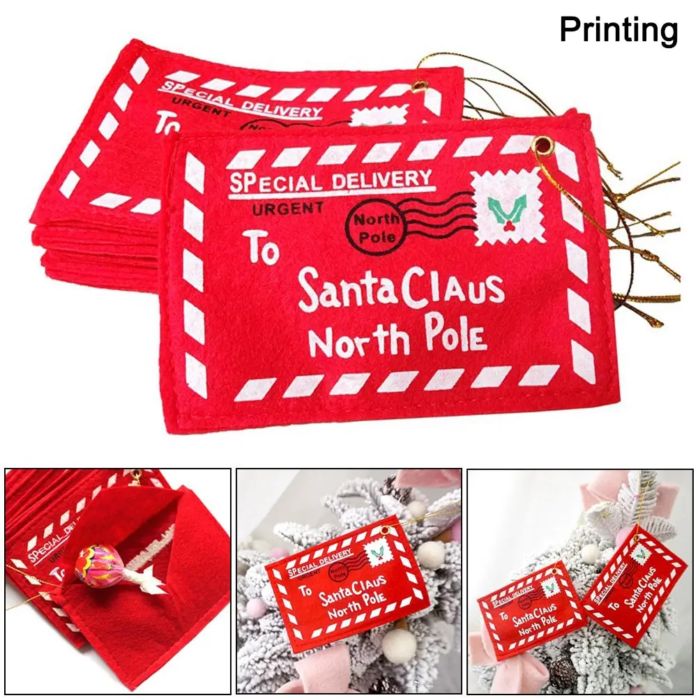 

Envelope Christmas Xmas Tree Hanging Card Holder Santa Gift Bag Red Decoration DTT88