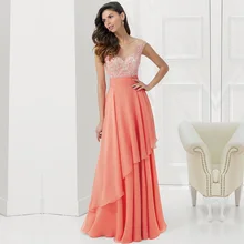 Glamorous Perlen Chiffon Formales Kleid 4 Farben Vorhanden Kleid Illusion Neck V Zurück Flügelärmeln Abendkleider 2016
