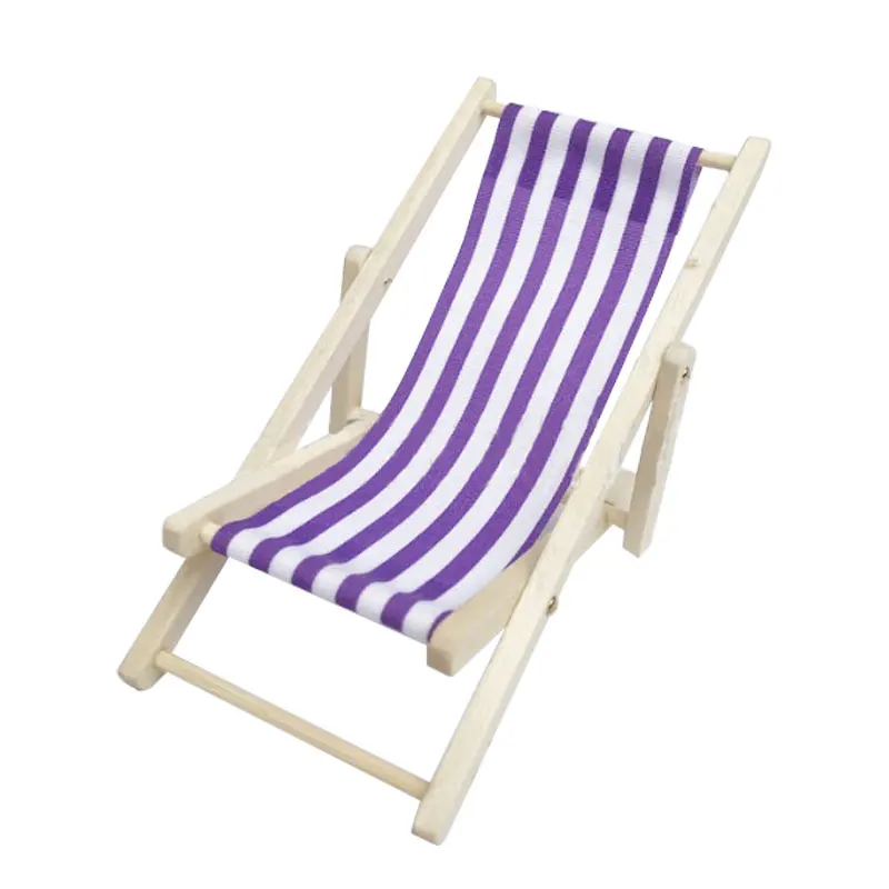 1:12 Scale Foldable Wooden Deckchair Lounge Beach Chair For Lovely Miniature For Small Dolls House Color In Green Pink Blue - Цвет: Фиолетовый