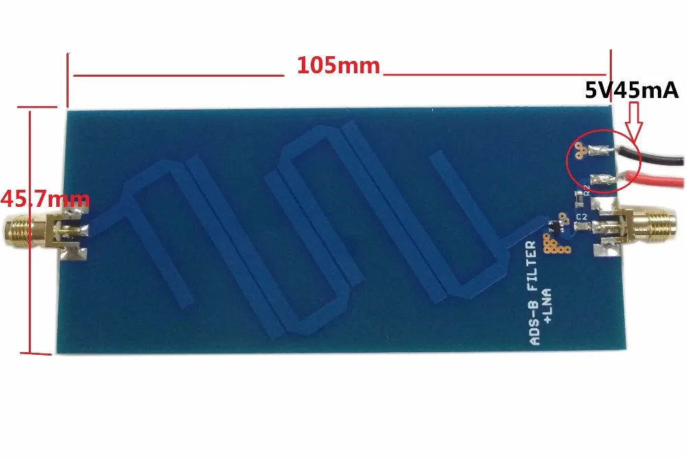 1 шт. ADS-B 1090 МГц бандпасный фильтр ADS-B+ LAN для sdr 1G-1,2 ГГц