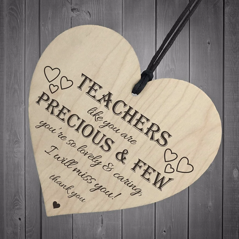 Учители драгоценные деревянные висячие сердце потертый шик спасибо табличка знак Рождественский Дом DIY елочные украшения