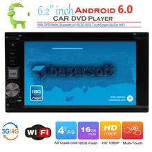 Quad Core 6.2 pulgadas Android 6.0 pantalla táctil de coches reproductor de DVD estéreo de navegación GPS