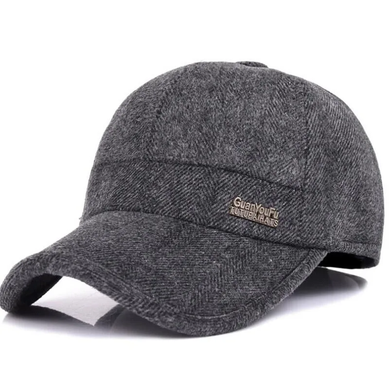 SUOGRY Wool Feel Baseball Cap Russia Winter Hats Warm with Fleece