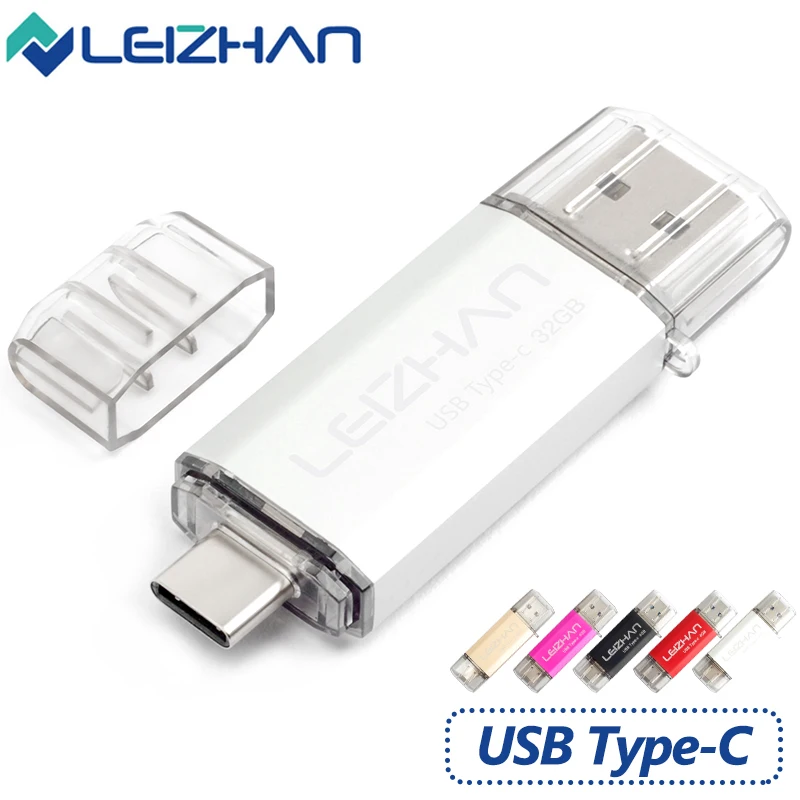 

LEIZHAN 2pcs 128GB USB Flash Drive 16GB Type-C Pen drive USB 3.0 Photo stick 32GB Wholesale Pendrive 64GB USB C Smartphone UDisk