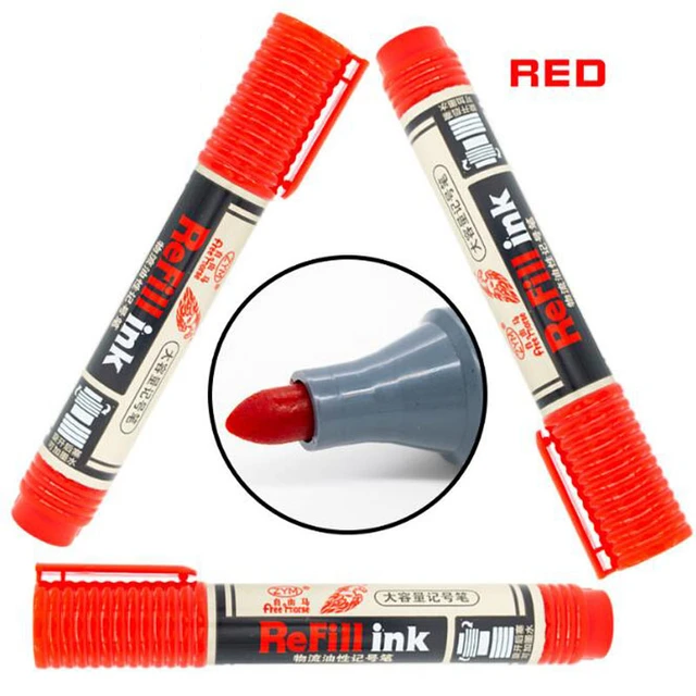 Marker Pen Marker  Paint Markers - Black/blue/red Double Head Round  Permanent Marker - Aliexpress