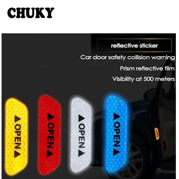 

CHUKY 4Pcs/set Safety Warning Mark Reflective Tape Car Door Stickers OPEN Sign For Abarth Fiat 500 BMW E36 Mercedes Benz W204