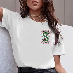 LUSLOS южной стороне змеи футболка Женская Плюс Размер ривердейл с принтом букв сериал футболка femme летние футболки с короткими рукавами