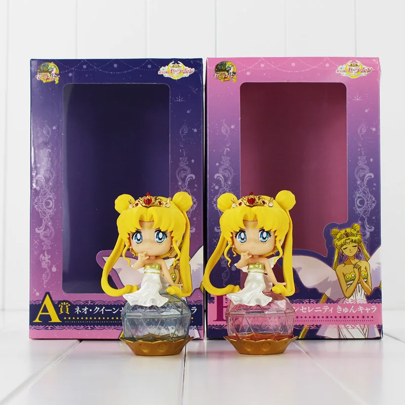 

Sailor Moon Action Figure Tsukino Princess Serenity Q Version Big Eyes Ruby Crown Yellow Hair Brinquedos Crystal Base Toys