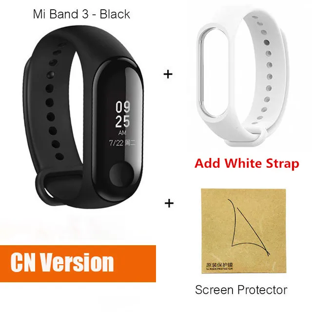 Xiaomi mi Band 3 умный фитнес-браслет трекер Смарт-часы браслет OLED тачпад монитор сна Пульс mi Band 3 - Цвет: CN white film