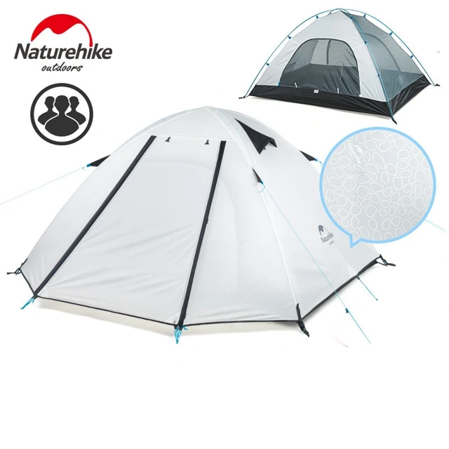 3 Person White Naturehike 2-4 человек палатка алюминиевый стержень двухслойная наружная кемпинговая палатка водостойкая ветрозащитная кемпинговая тиснение стиль - Цвет: 3 Person White