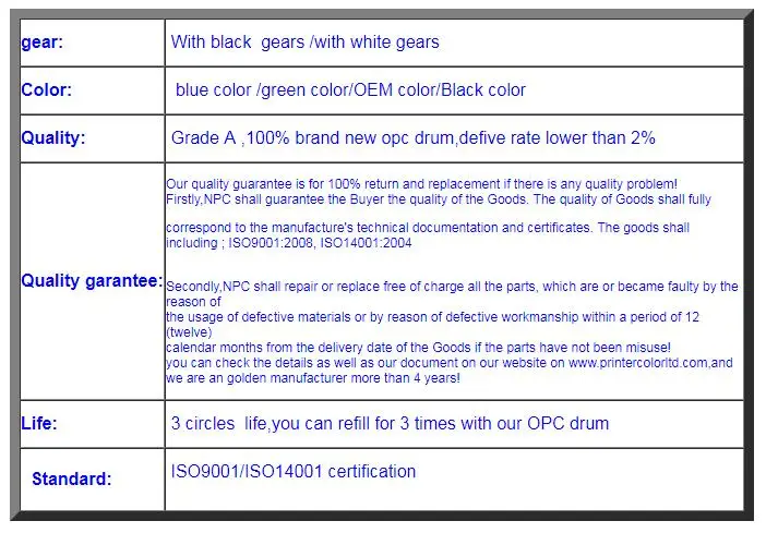 CMY Цвет OPC барабан для Xerox DocuColor DC240/242/250/252/252/260/WorkCentre WC7655/7665/7675/7755/7765/7775 13R603 013R00603
