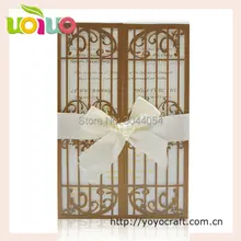 Пользовательские разворотном птица Свадебное приглашение 50 шт. ленты лук Доступные распечатать любой шрифт буквы приглашения лазерная резка