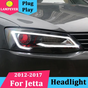 

2PCS Car LED headlights for VW Jetta 2012-2017 for Jetta head lamp LED DRL Lens Double Beam H7 HID Xenon bi xenon lens Front