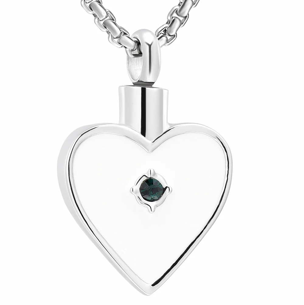 

CL001 Hold Green Zircon Heart Stainless Steel Cremation Necklace Pendant Hold Human/Pet Ashes Keepsake Memorial Urn Jewelry