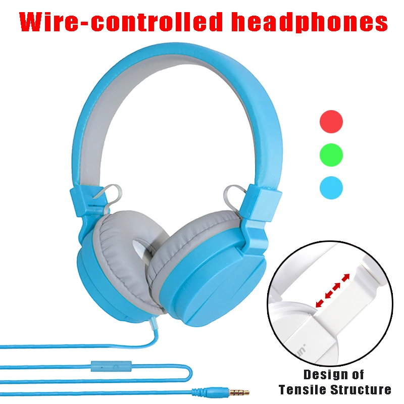 

20PCS Wholesale Foldable Candy Color Headphones 3.5MM Wired Control Headsets with Microphone for Mobile Phone Computer