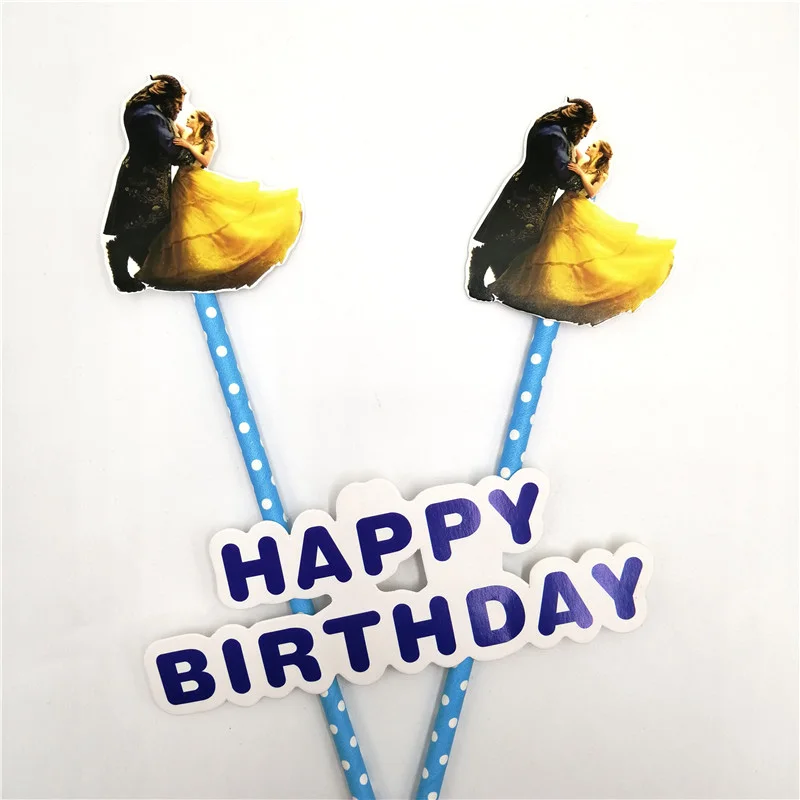 

1set Beauty and the Beast Cupcake Cake Topper valentine's dayBirthday christmas Cake Baking Party Decoration For Children