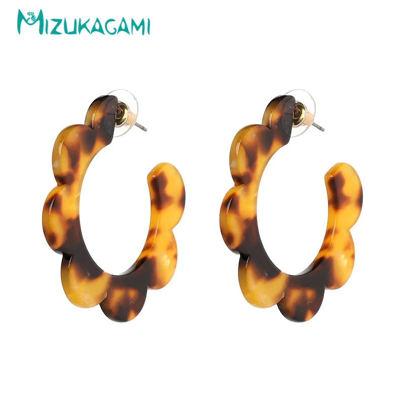 

MIZUKAGAMI Fashion Multicolor Flowers Hollow Exaggerated Large Acetate Resin Stud Earrings Female Wedding Party Earrings