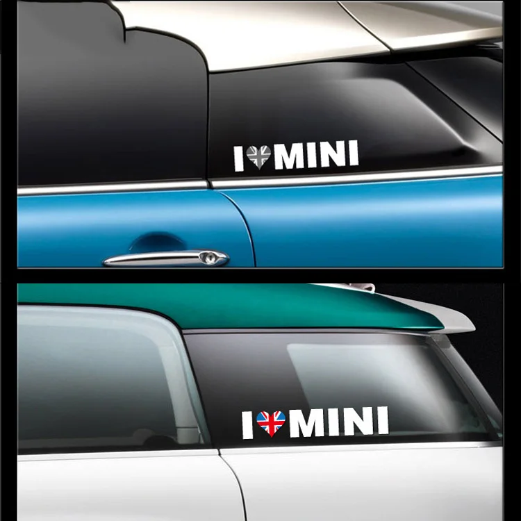

19x5cm I Love MINI Union Jack Heart Cute Hellaflush Car Styling Reflective Sticker Decal for MINI Cooper R55 R56 R60 F55 F56 F60