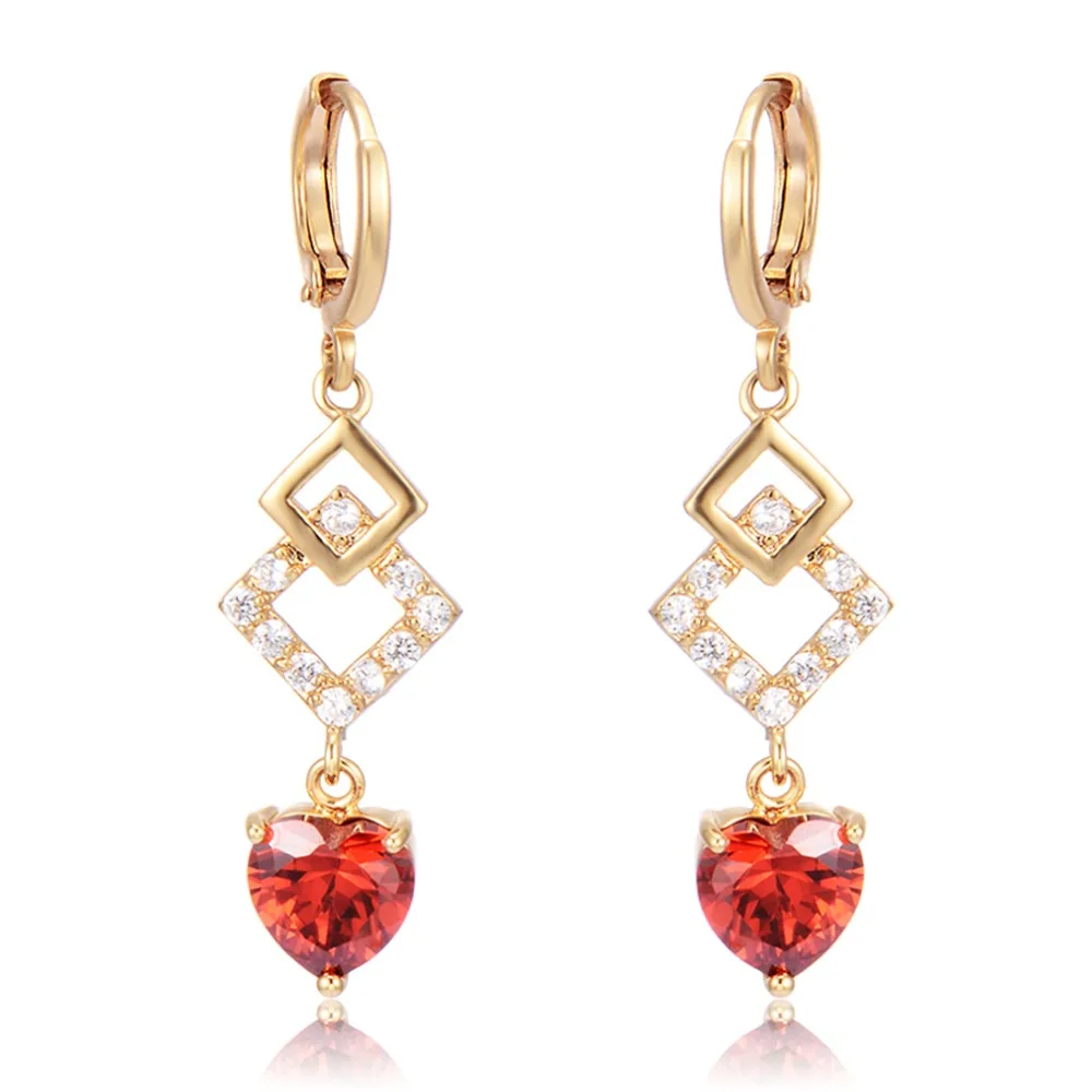 Heart Garnet Crustal Morganite Zircon Rose Gold Party Jewelry Drop Dangle Earring M03 ER0199-in ...