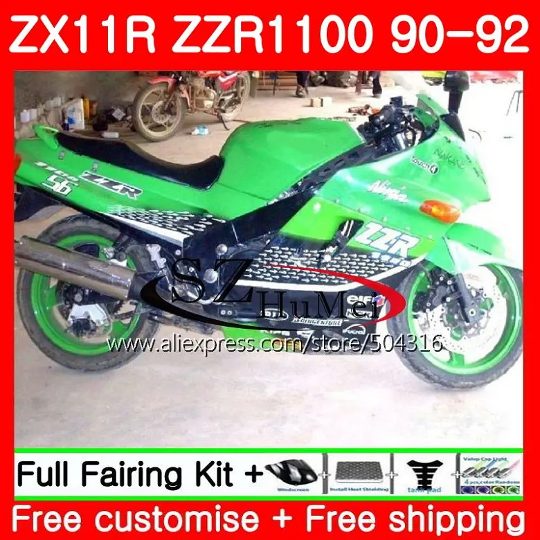 Корпус для KAWASAKI NINJA ZZR1100 зеленый черный ZX 11R ZX-11R ZZR 1100 5SH6 ZX11 ZX11R 90 91 92 1990 1991 1992