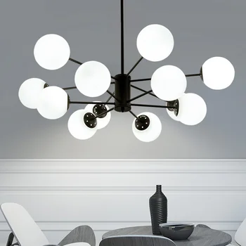 

LED chandelier restaurant fixtures Glass ball luminaires Nordic Modern hanging lights bedroom lighting living room pendant lamps