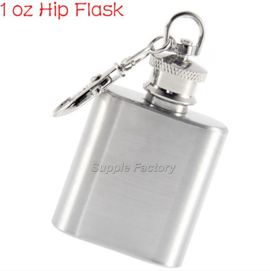 Free DHL 200 pcs Hip Flask Alcohol Flagon with Keychain Portable 1oz