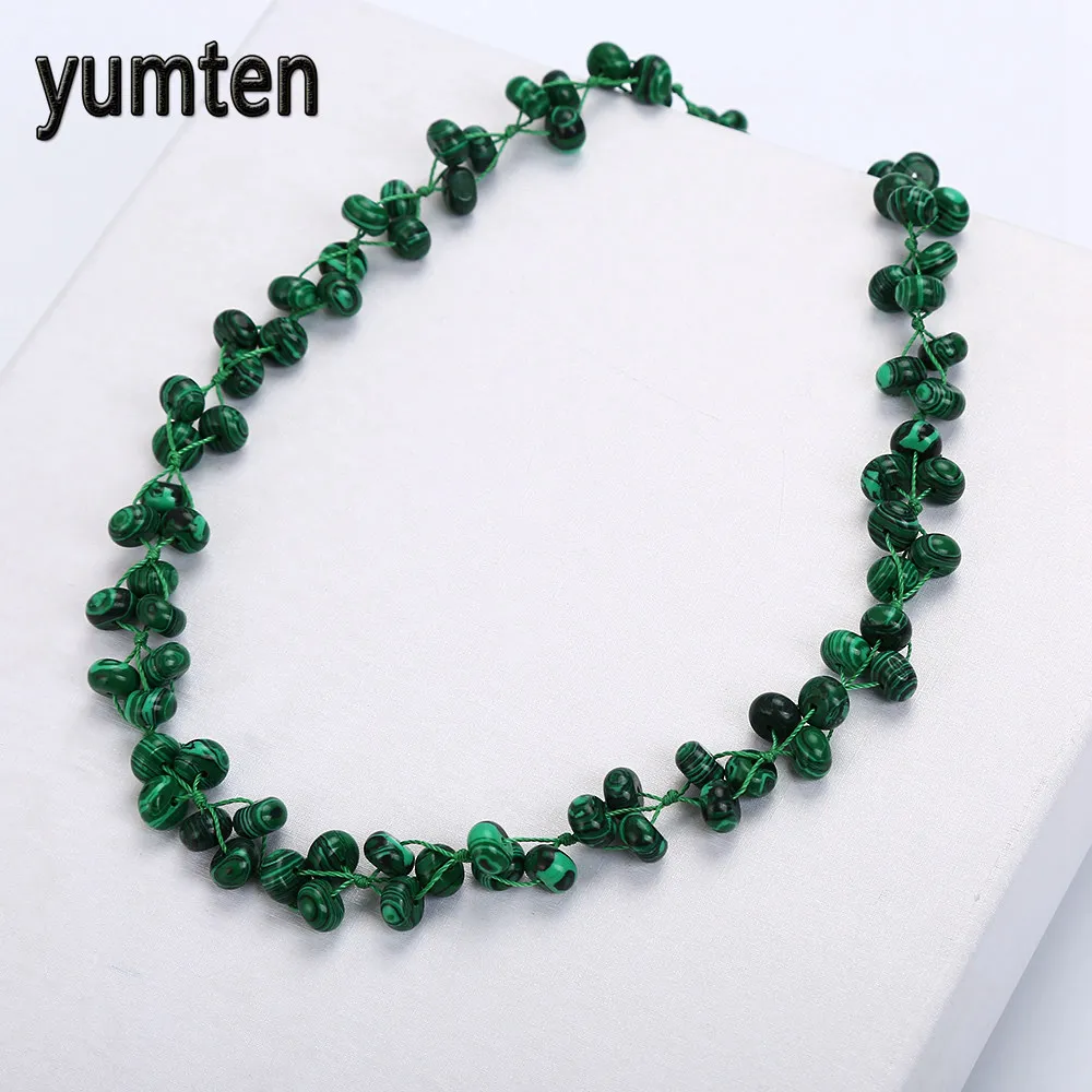

Yumten Malachite Woven Necklace Natural Stone Crystal Boutique Ladies Handmade Bead Chain Casual Fashion Accessories Amethyst