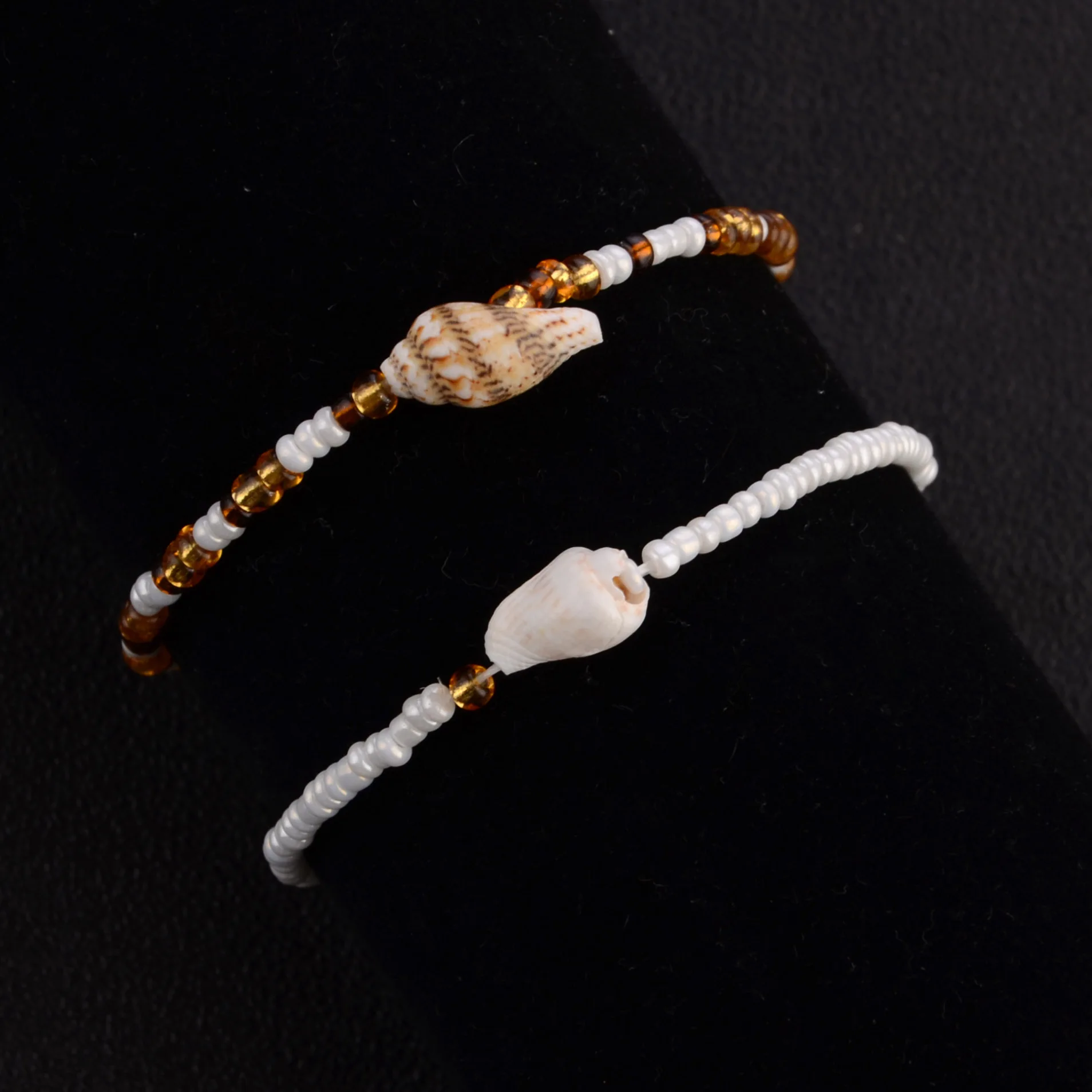 S159 Модные Цветные яркие бусины Cowrie ракушка ножные браслеты для женщин золотистые