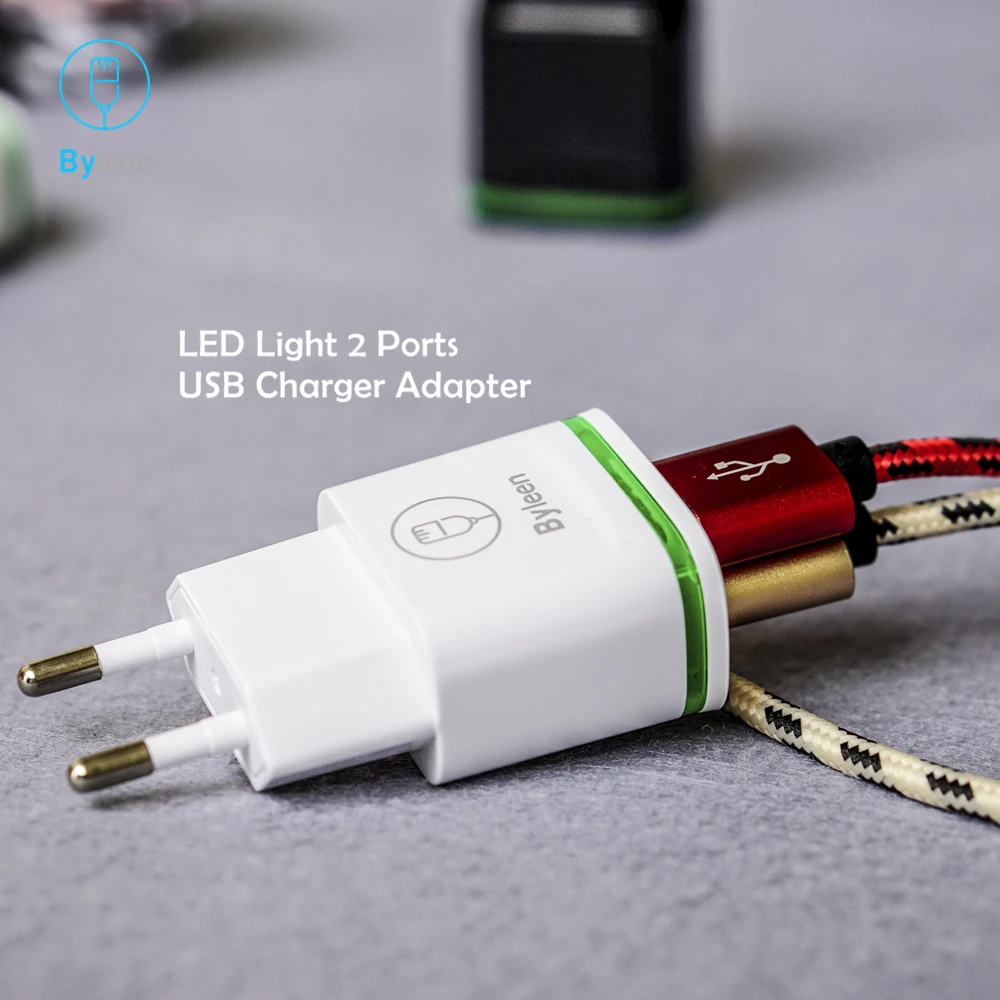 

Byleen White EU Plug 2 USB Charger Adapter for iPhone X 8 7 6 6s Plus 5 5s SE Fast Charging Data Wire 2.1A Quick Charge Charger