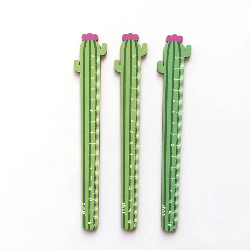 1 шт. 15 см кавайная деревянная кактус прямая Линейка школьные канцелярские принадлежности измерительный инструмент линейка подарок школьные офисные канцелярские принадлежности - Цвет: Random Colour