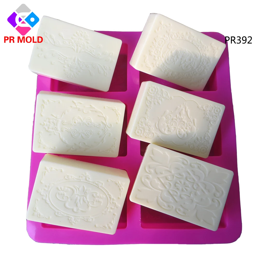 

PR392 PRZY DIY 6 Forms Rectangle Soap Mould Silicone Soap Mold For Soap Making Handmade Craft Flowers Bathroom Kitchen Soap Mold