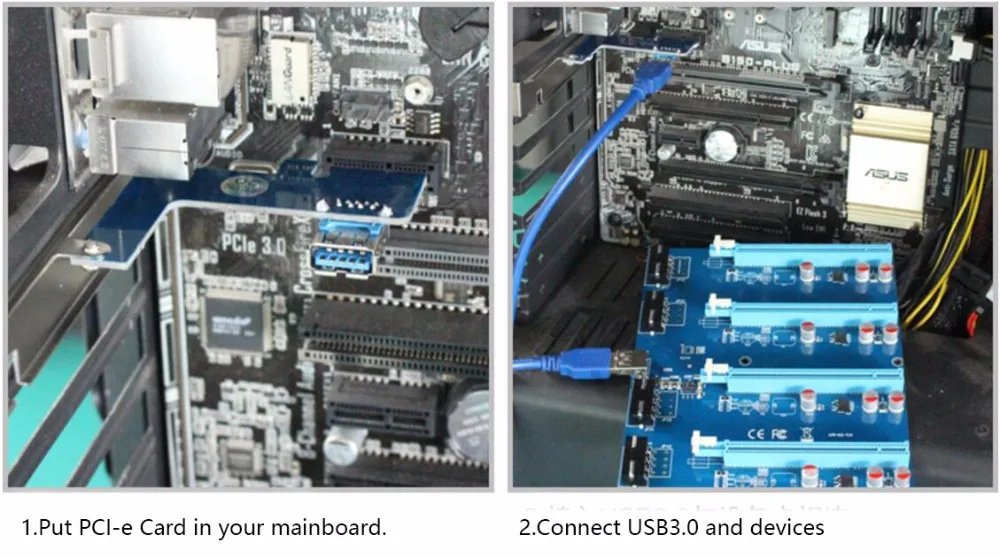 PCI-E поворотный кабель-соединитель карты от 1 до 4 PCI-E 1X расширения карты 4 порта PCIe слоты/PCIe порт карты множители для Miner BTC